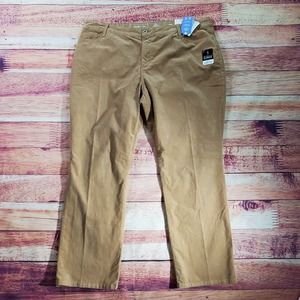 CC - St. John's Bay Straight Leg Corduroy Pants Womens 24W Tan Beige Stretch NWT
